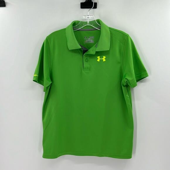 Under Armour Youth Loose Fit Heatgear Performance Short Sleeve Polo - Green - XL - Picture 1 of 9